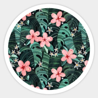 Midnight Tropical Garden - emerald green Sticker